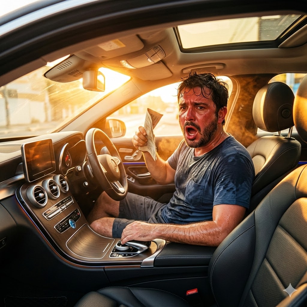 Mecânico trabalhando em ar condicionado automotivo